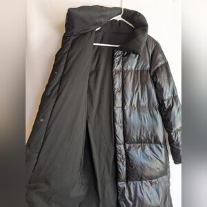 Sz Small Ultralight Goose Down Parka Black Puffer Jacket Doublesided Coat